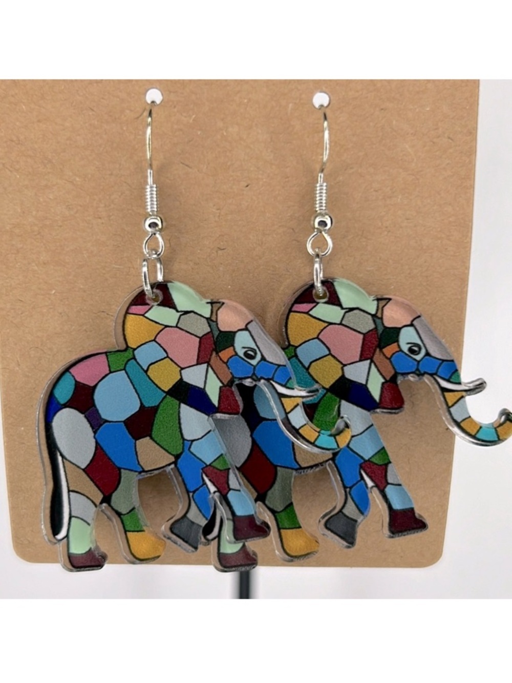 *LAST SET* Cute Colorful Elephant Dangle 2D Acrylic Earrings Fashion Jewelry